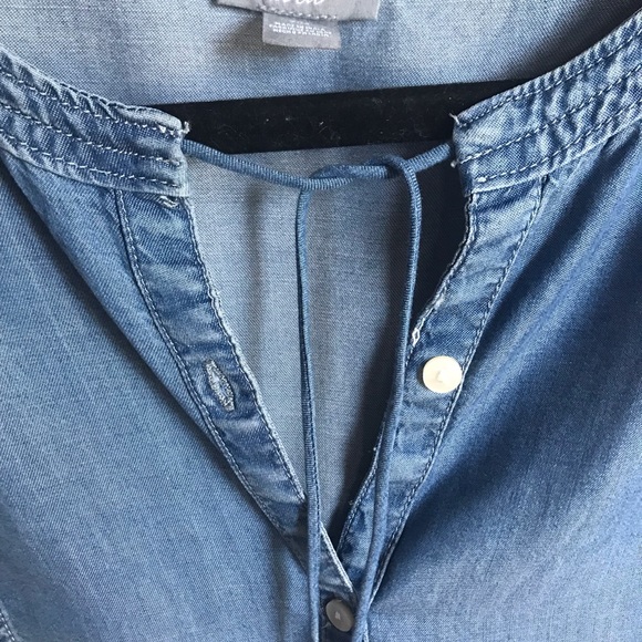 Aerie shirt peplum flowy blue denim short sleeve top - Picture 3 of 4